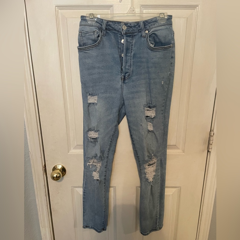Forever 21 Ripped Straight Jeans